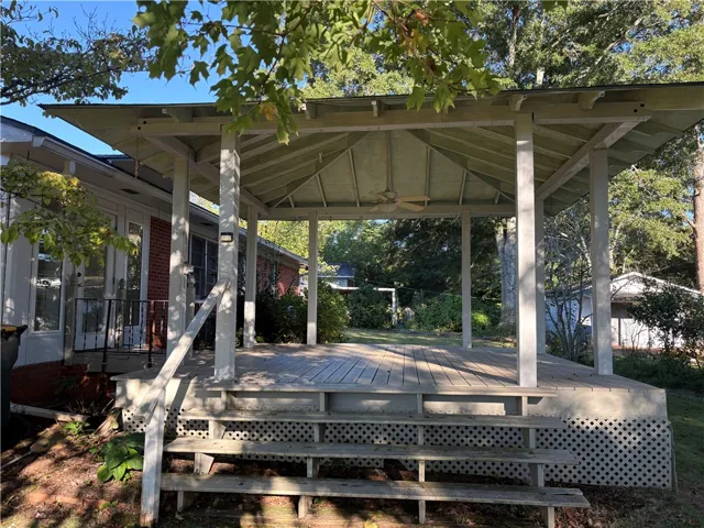 Covered deck provides sheltered, outdoor space