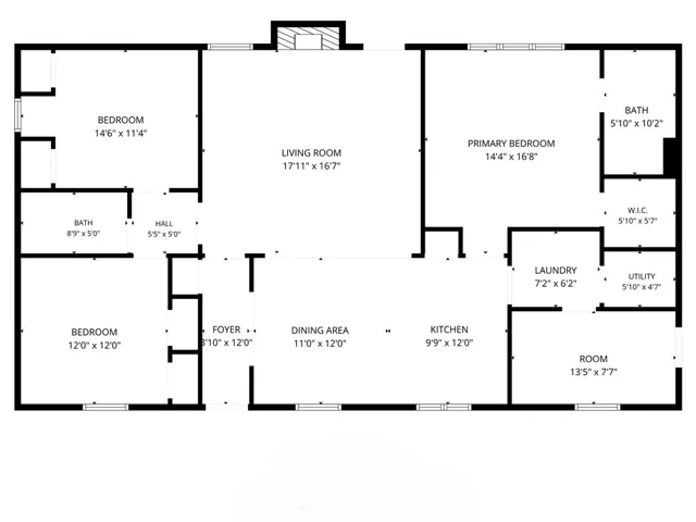 An organized single-level layout details the flow of this functional residential floor plan.
