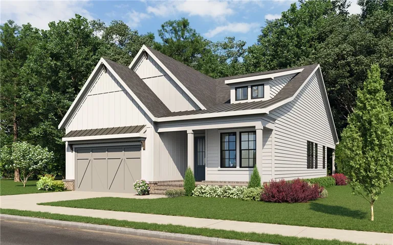 Striking architectural gables and board-and-batten siding define this modern exterior design.