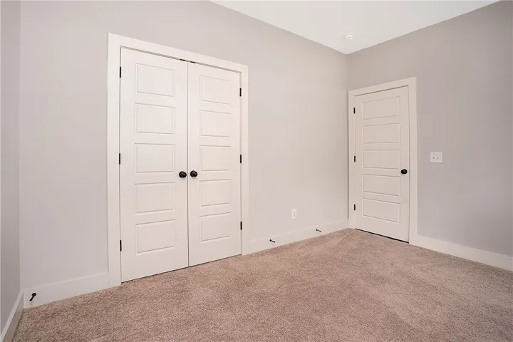 Soft carpeting pairs with neutral walls, classic paneled doors, and clean trimwork.