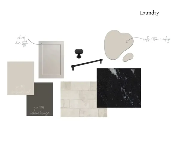 Carefully selected design elements showcase the cohesive finishes planned for the laundry room.