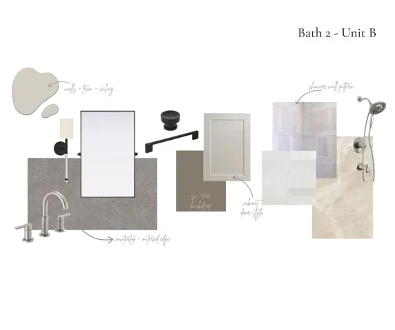 Carefully selected design elements and finishes define the modern aesthetic planned for this bathroom.