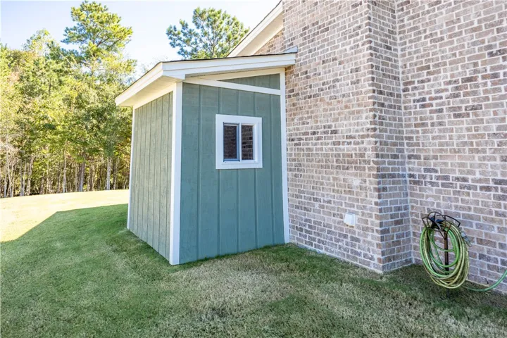 The sellers had a storage room added to the home.