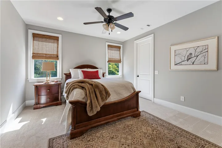 Plush carpeting and classic architectural trim define this quiet, comfortable retreat.