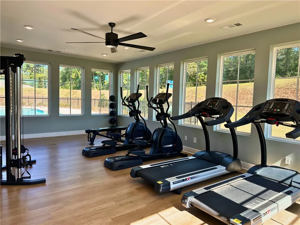 Inside the clubhouse, there's even a workout room w/serene views!