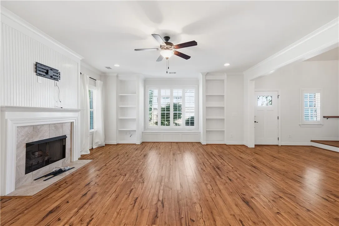 The foyers opens into the spacious living room.