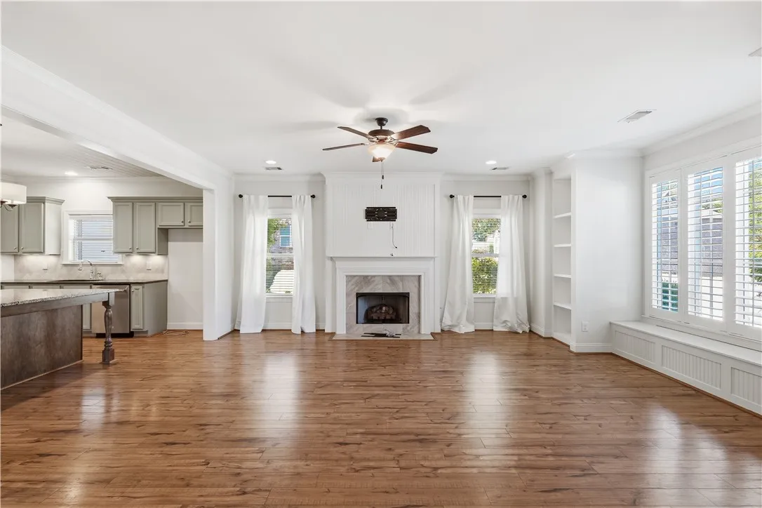 A cased opening separates the living room from the kitchen.