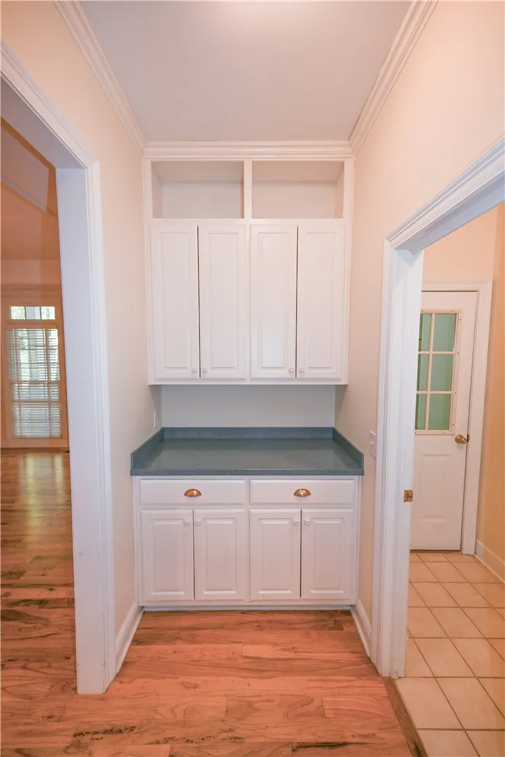 Butler's pantry, with mud room and laundry in back right.