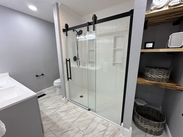 large shower in the brand new bathroom