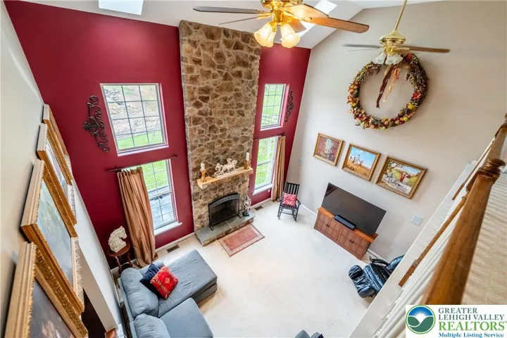 Family Room with Stone Fireplace