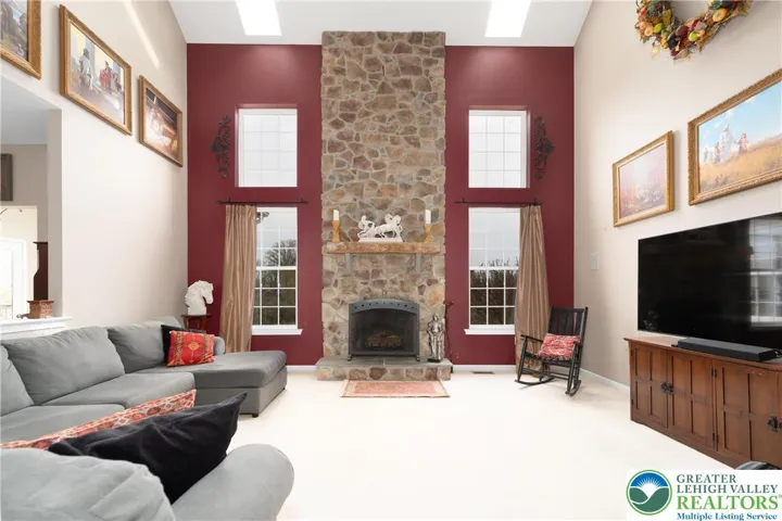 Family Room with Stone Fireplace