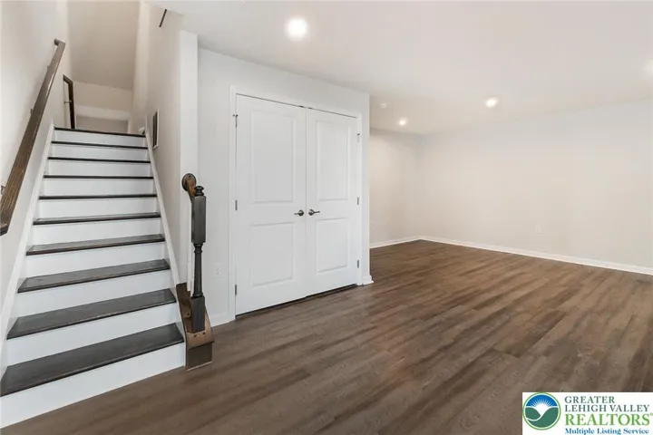 Staircase leading to family room