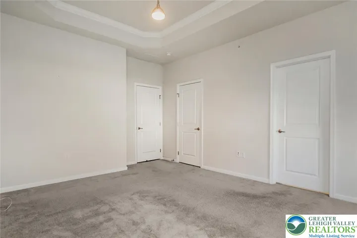 Tray ceiling in primary bedroom