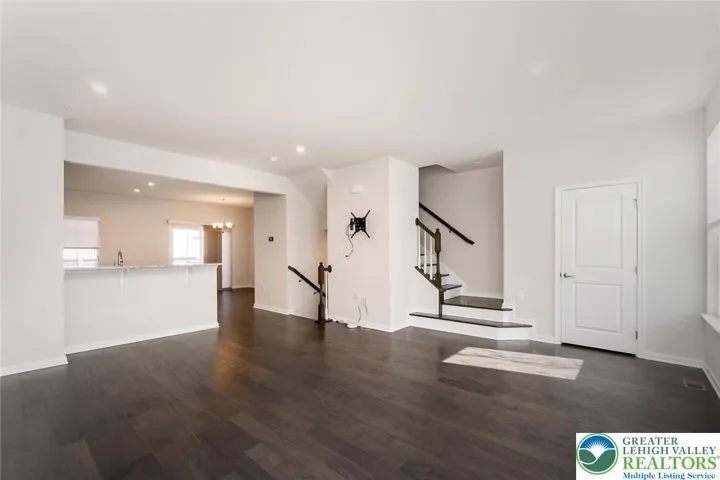 View from living room to kitchen/dining area