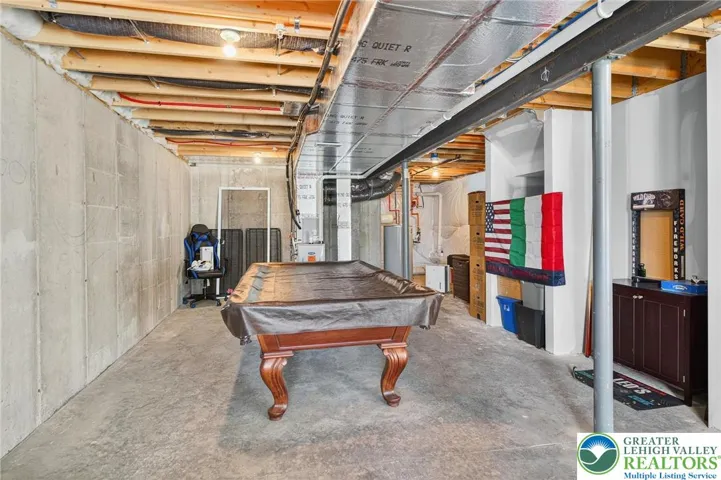 Partially Finished Basement w/ Pool table