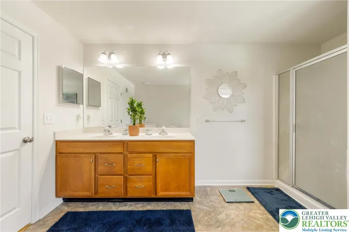 Primary bathroom with double sinks