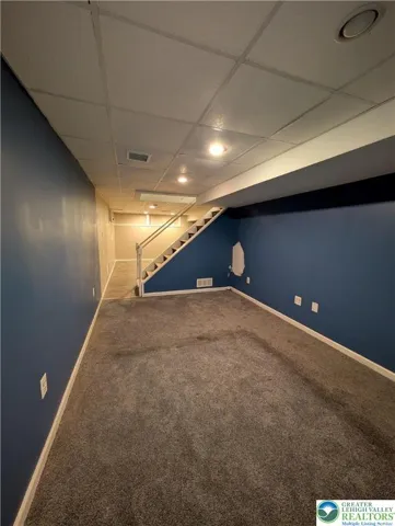 TV room in basement