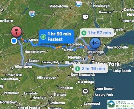 Distance to GW Bridge