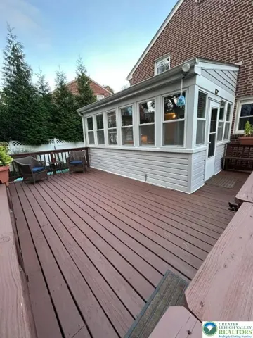 Wood decking recently painted