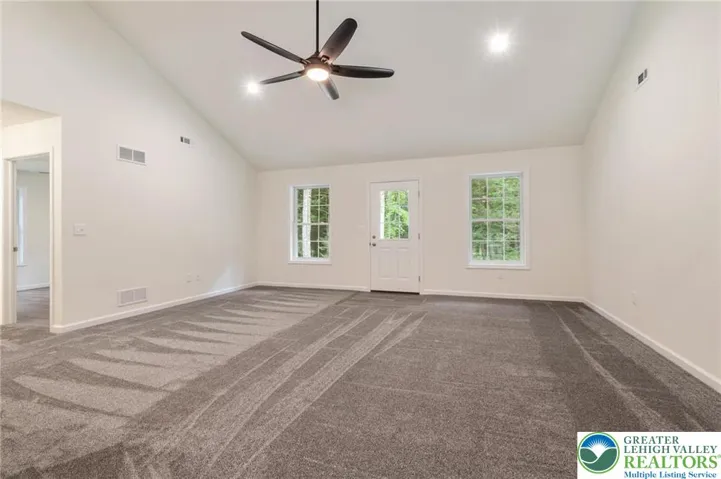 Vaulted Ceiling in Living Room ~ Carpeting