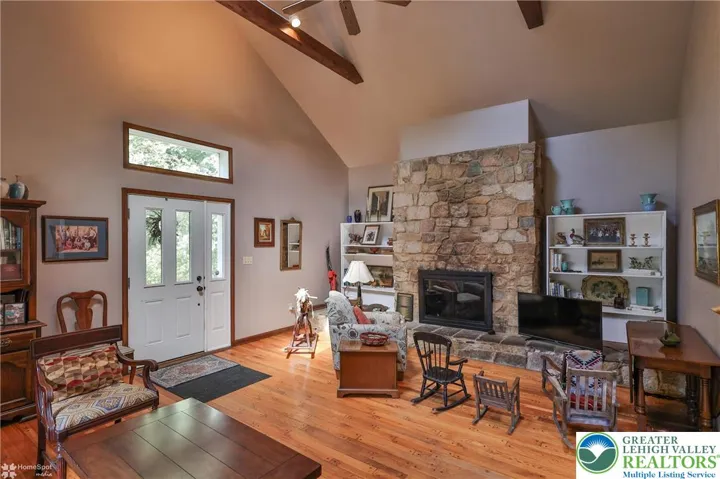 with Stone Fireplace