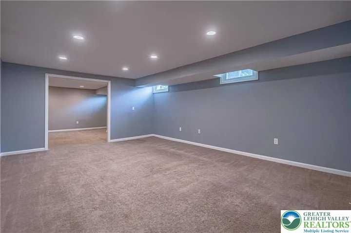 Family room in the finished basement