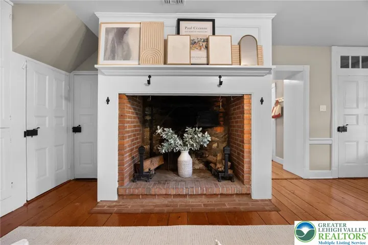 Charming fireplace with rustic elegance.