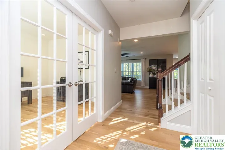 On the left is the home office with french doors