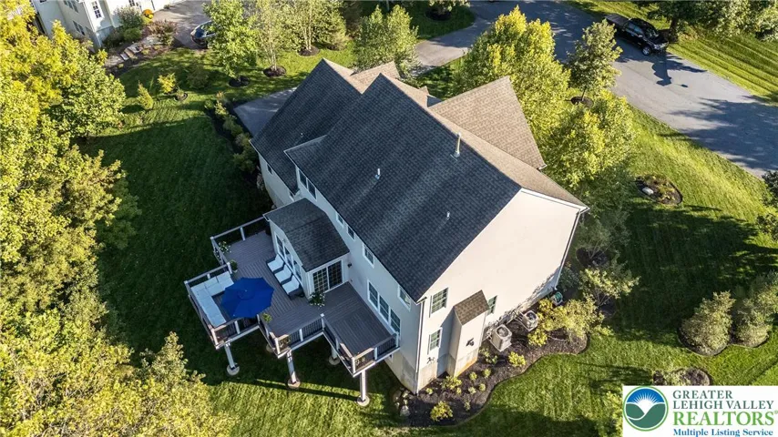 Aerial view of the back of the house with composite deck