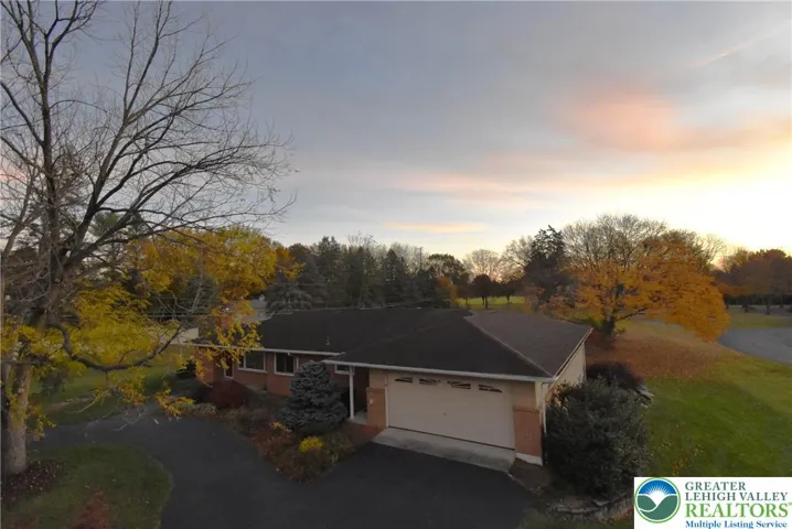 Ranch home with circular driveway