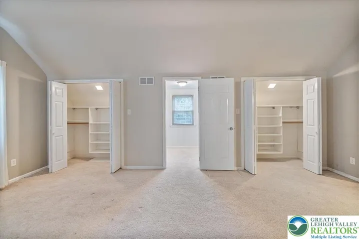 Three closets in the Primary bed