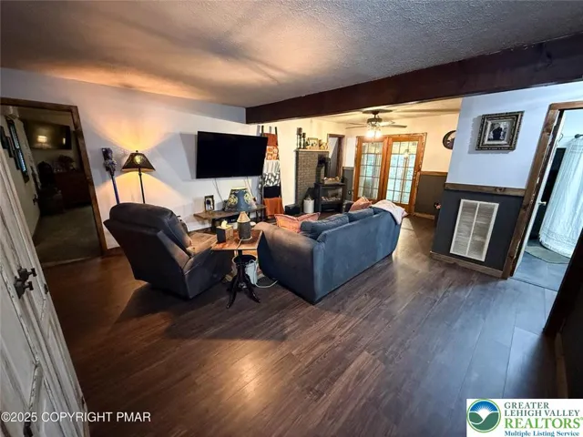 Living room with propane stove