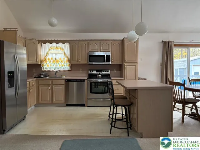 kitchen and island