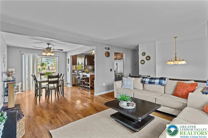 Living room into dining