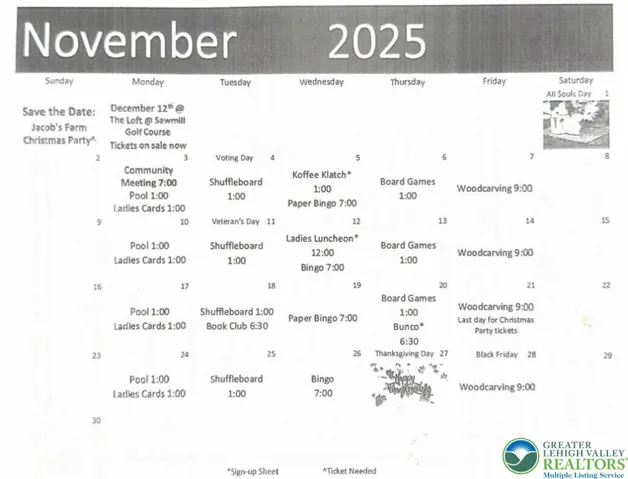 November community calendar. So many choices!
