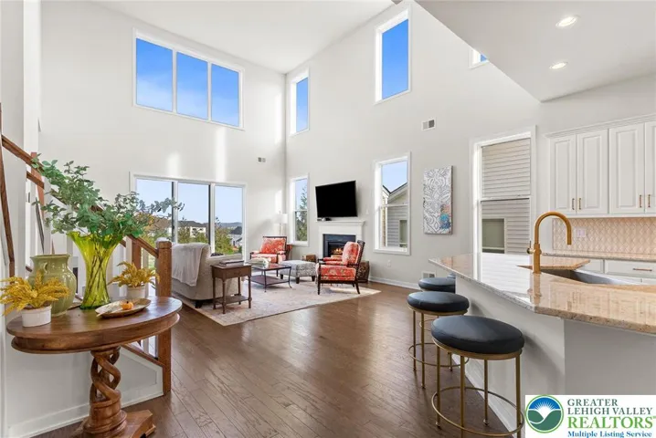 Two Story Great Room with Natural Gas Fireplace