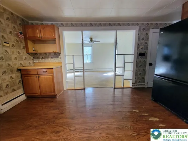Kitchen into the dining room