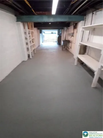 Basement with garage door entrance