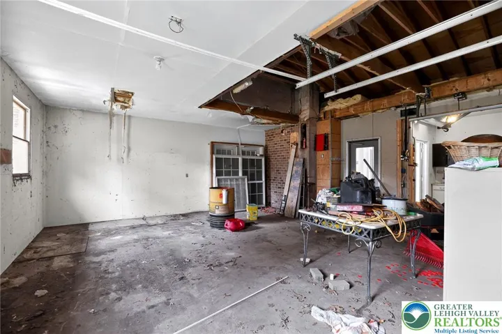 attached oversized  2 car garage