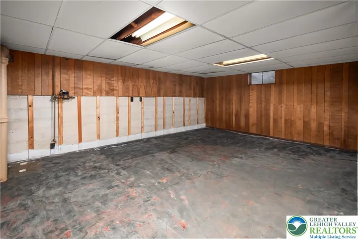 Partially finished recreation room in basement