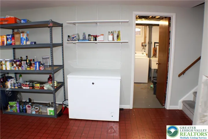 Behind the finished area is the unfinished utility room