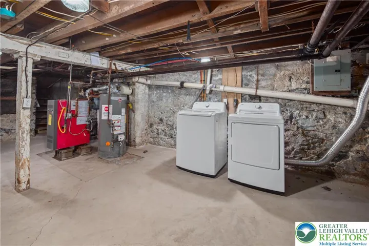 Basement with brand new LG Washer & Dryer.