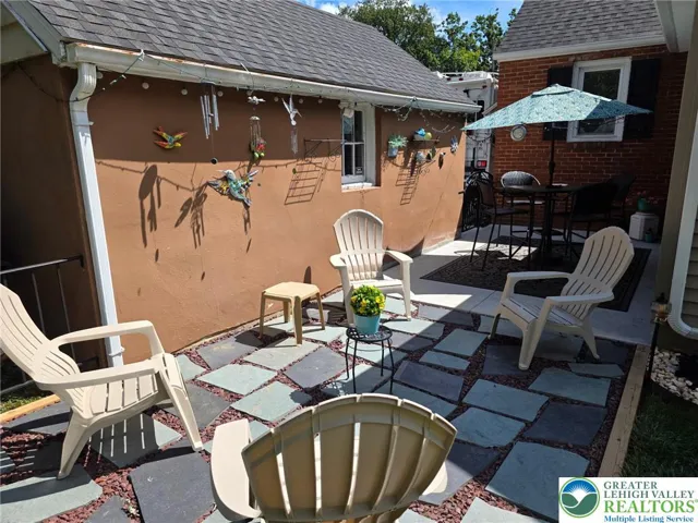 spring flagstone patio area