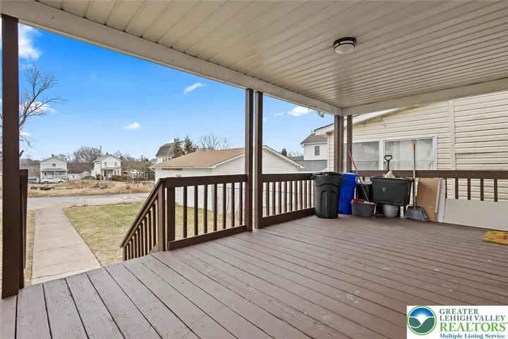 Rear deck overlooking the backyard