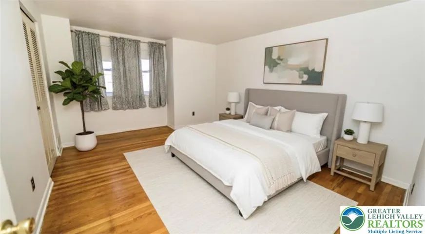 Virtually staged primary bedroom