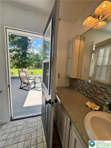 Convenient bathroom access from deck