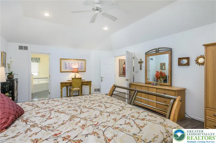 Double doors into the suite. This room can easily handle large furniture pieces.