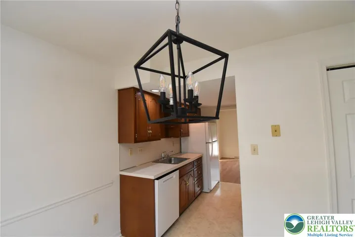 Modern chandelier in dining room