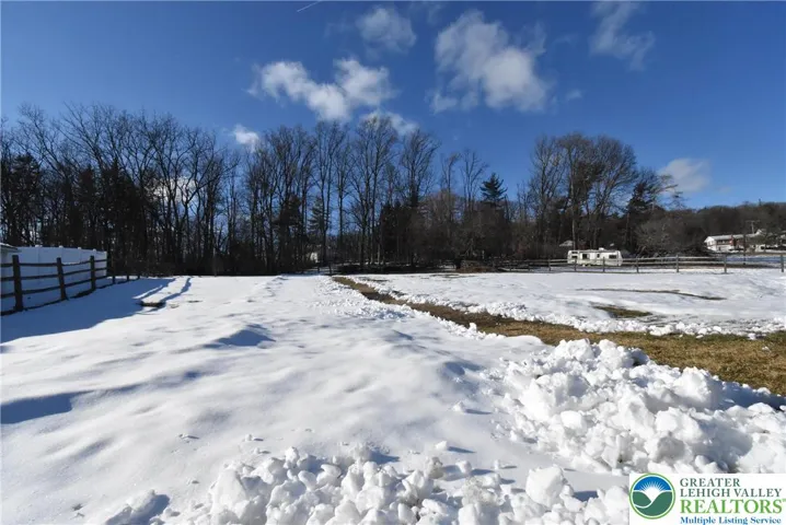 Fenced-in Back yard with trees