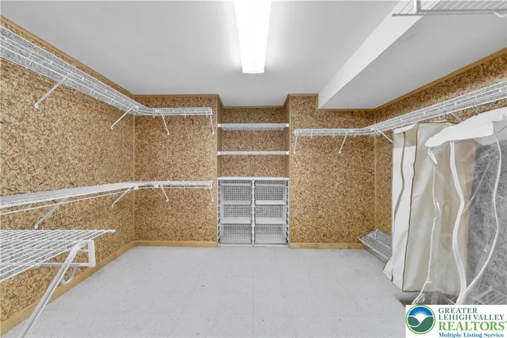 Oversized Cedar Closet in Basement offers lots of room for storage with built in shelving